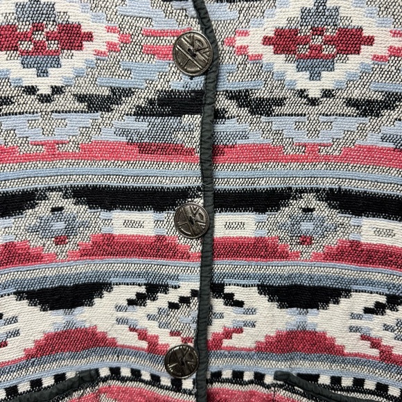 VTG Jane Ashley Tapestry Jacket Blazer Womens Sz L Southwestern Aztec Tribal Y2K - Picture 4 of 8